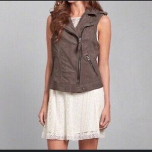 Abercrombie & Fitch Faux Suede Moto Vest